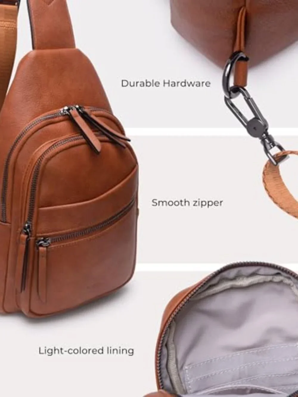 Large Sling Bag Crossbody Purse Faux Leather Fashionable Trendy Chest Bag